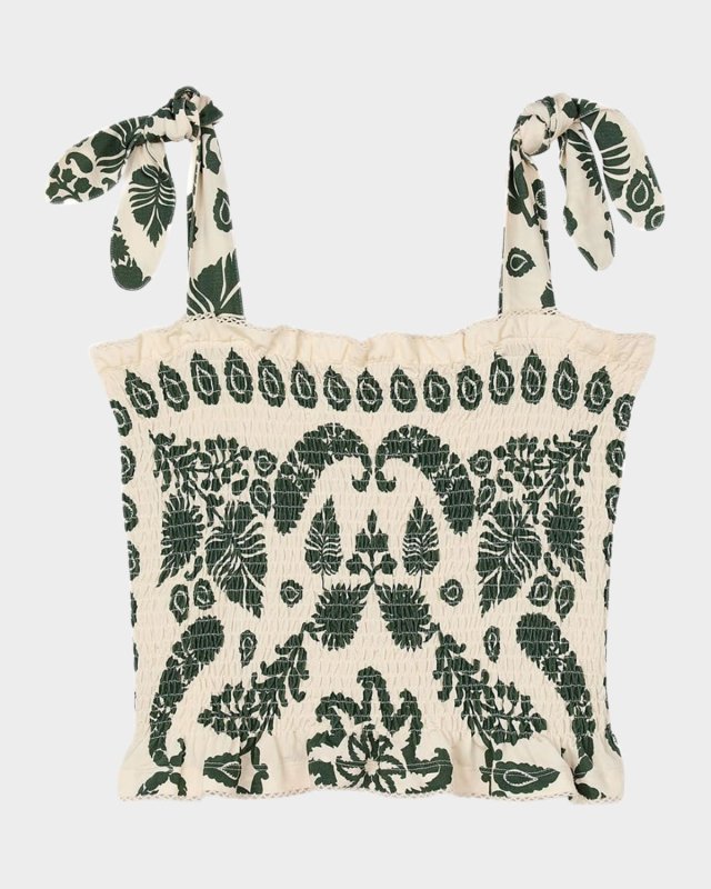 Ramatuelle Smocked Shoulder-Tie Top
